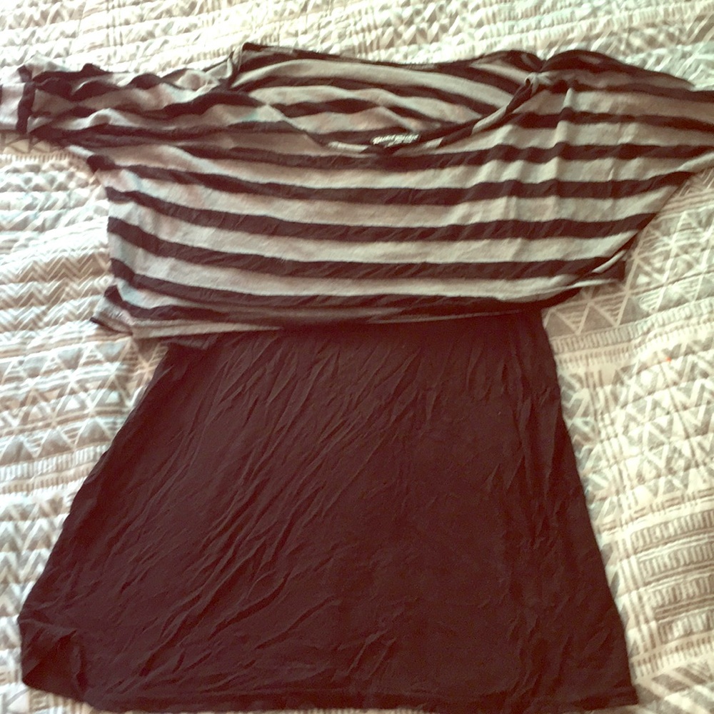 Black and Gray Stipped Shirt